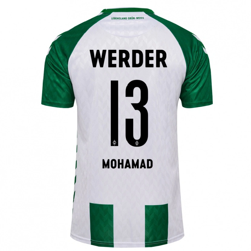 Danxen Niño Camiseta Mustafa Mohamad #13 Verde Blanco 1ª Equipación 2026/27 La Camisa