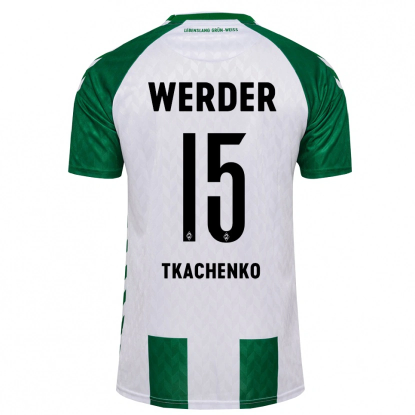 Danxen Niño Camiseta Oleksandr Tkachenko #15 Verde Blanco 1ª Equipación 2026/27 La Camisa