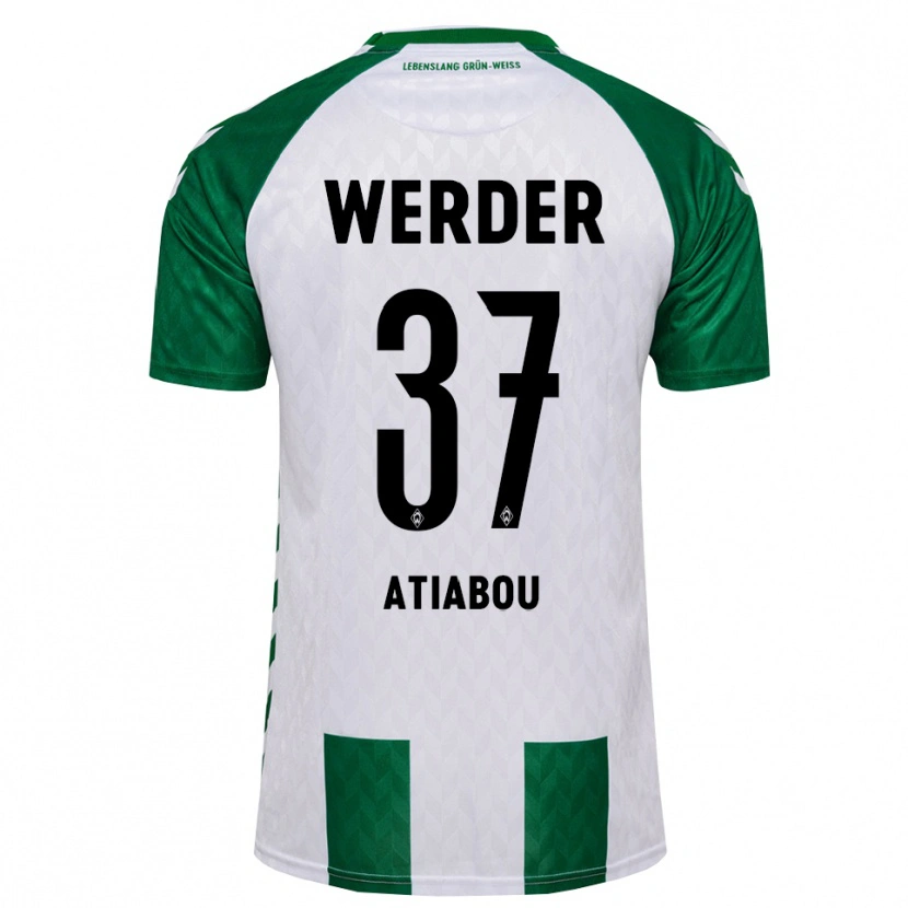 Danxen Niño Camiseta Benjamin Atiabou #37 Verde Blanco 1ª Equipación 2026/27 La Camisa