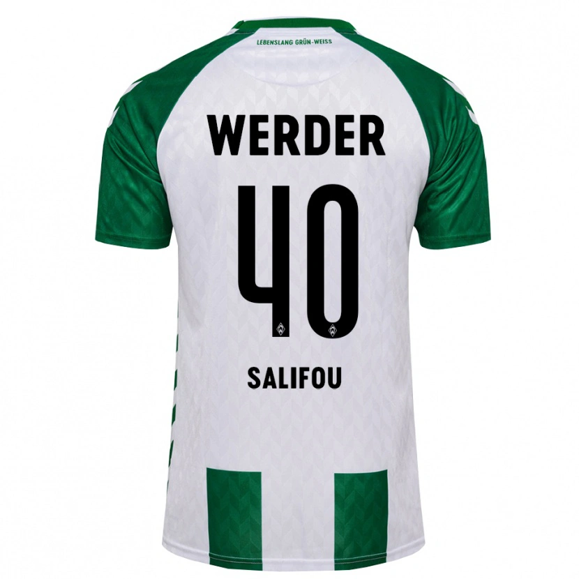 Danxen Niño Camiseta Dikeni Salifou #40 Verde Blanco 1ª Equipación 2026/27 La Camisa
