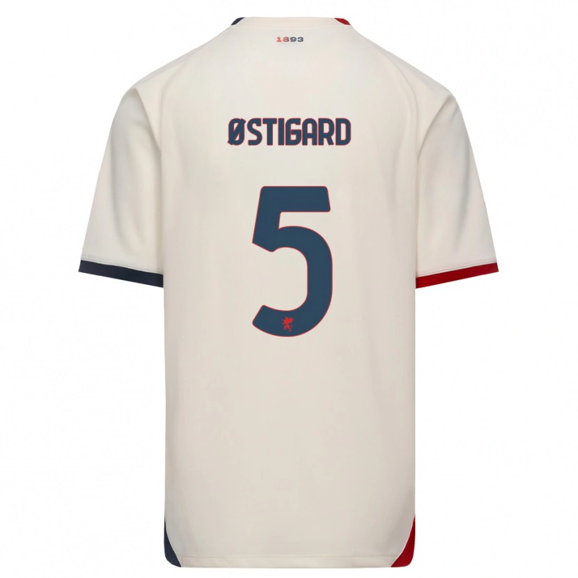Danxen Niño Camiseta Leo Østigård #5 Blanco Roto Rojo 2ª Equipación 2026/27 La Camisa