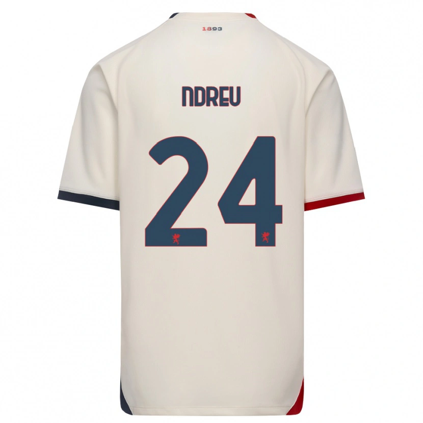 Danxen Niño Camiseta Rikardo Ndreu #24 Blanco Roto Rojo 2ª Equipación 2026/27 La Camisa