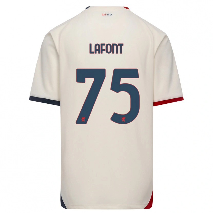 Danxen Niño Camiseta Gaël Lafont #75 Blanco Roto Rojo 2ª Equipación 2026/27 La Camisa