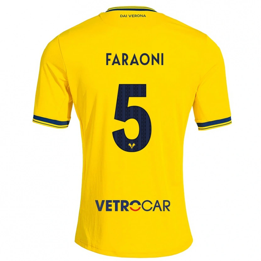 Danxen Niño Camiseta Davide Faraoni #5 Amarillo Rojo 2ª Equipación 2026/27 La Camisa