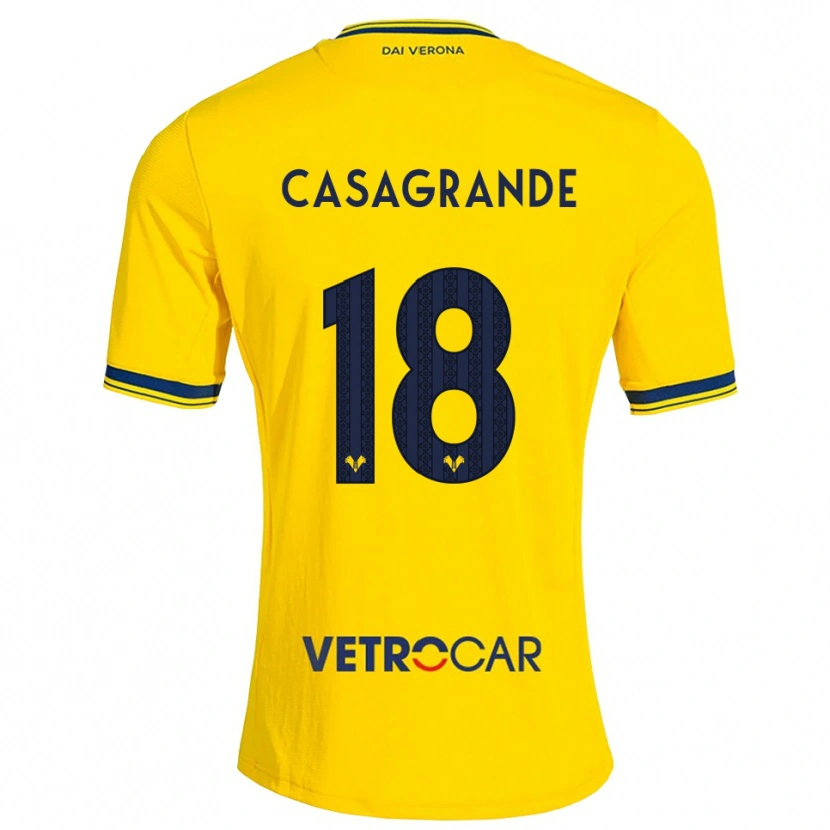 Danxen Niño Camiseta Davide Casagrande #18 Amarillo Rojo 2ª Equipación 2026/27 La Camisa