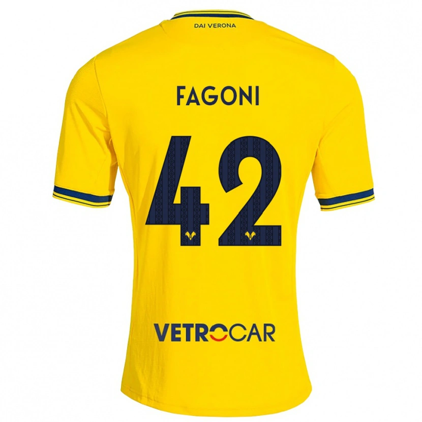 Danxen Niño Camiseta Marco Fagoni #42 Amarillo Rojo 2ª Equipación 2026/27 La Camisa