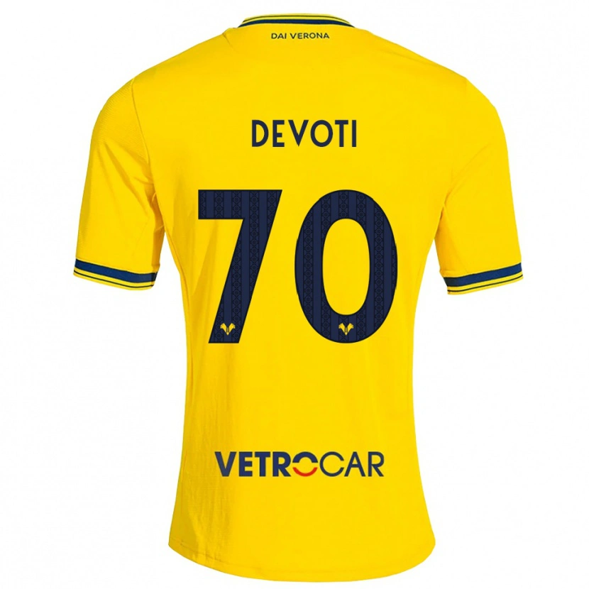 Danxen Niño Camiseta Andrea Devoti #70 Amarillo Rojo 2ª Equipación 2026/27 La Camisa