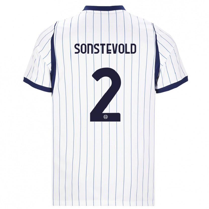 Danxen Niño Camiseta Anja Sonstevold #2 Blanco Azul Marino 2ª Equipación 2026/27 La Camisa