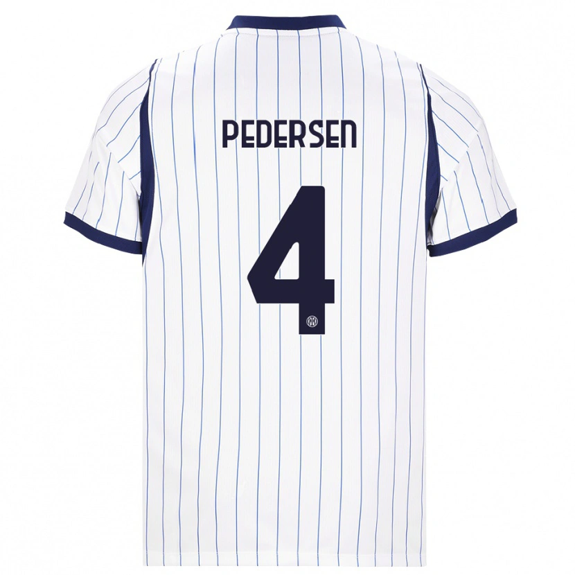 Danxen Niño Camiseta Sofie Junge Pedersen #4 Blanco Azul Marino 2ª Equipación 2026/27 La Camisa