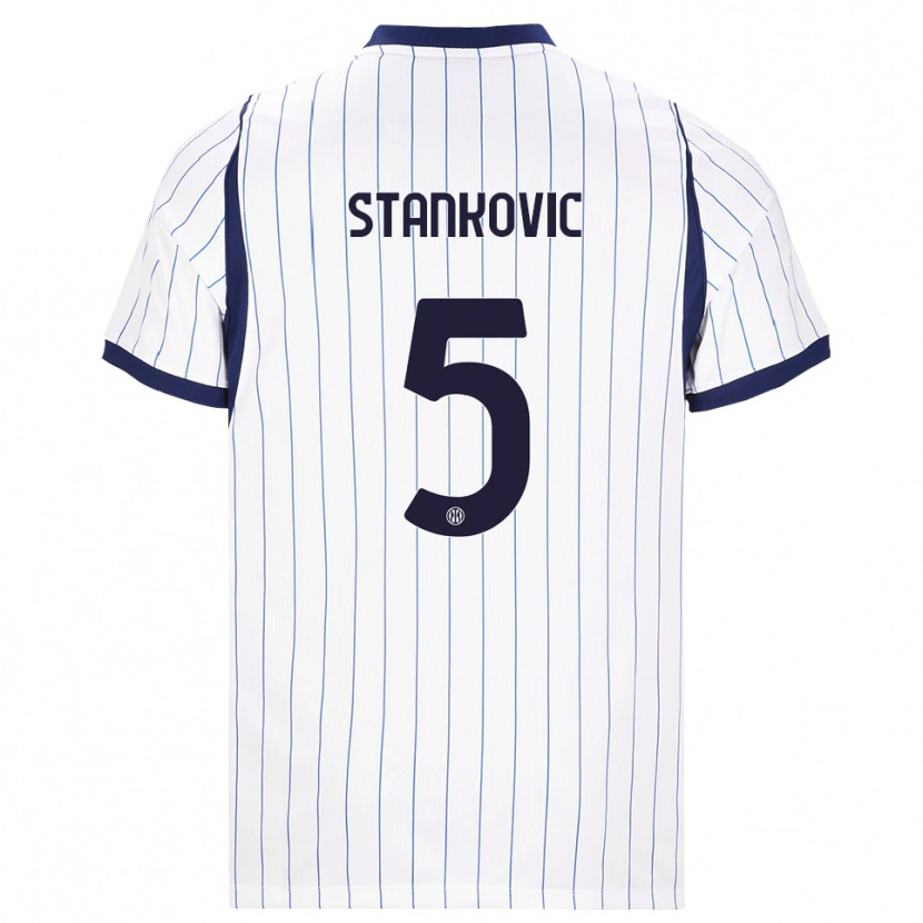 Danxen Niño Camiseta Aleksandar Stanković #5 Blanco Azul Marino 2ª Equipación 2026/27 La Camisa
