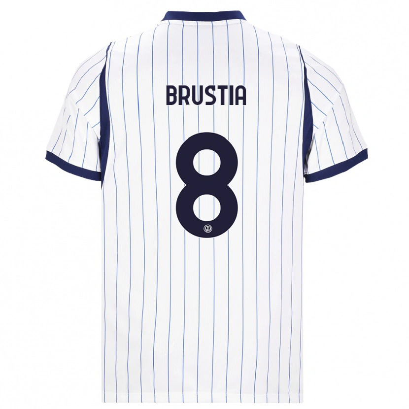 Danxen Niño Camiseta Martina Brustia #8 Blanco Azul Marino 2ª Equipación 2026/27 La Camisa