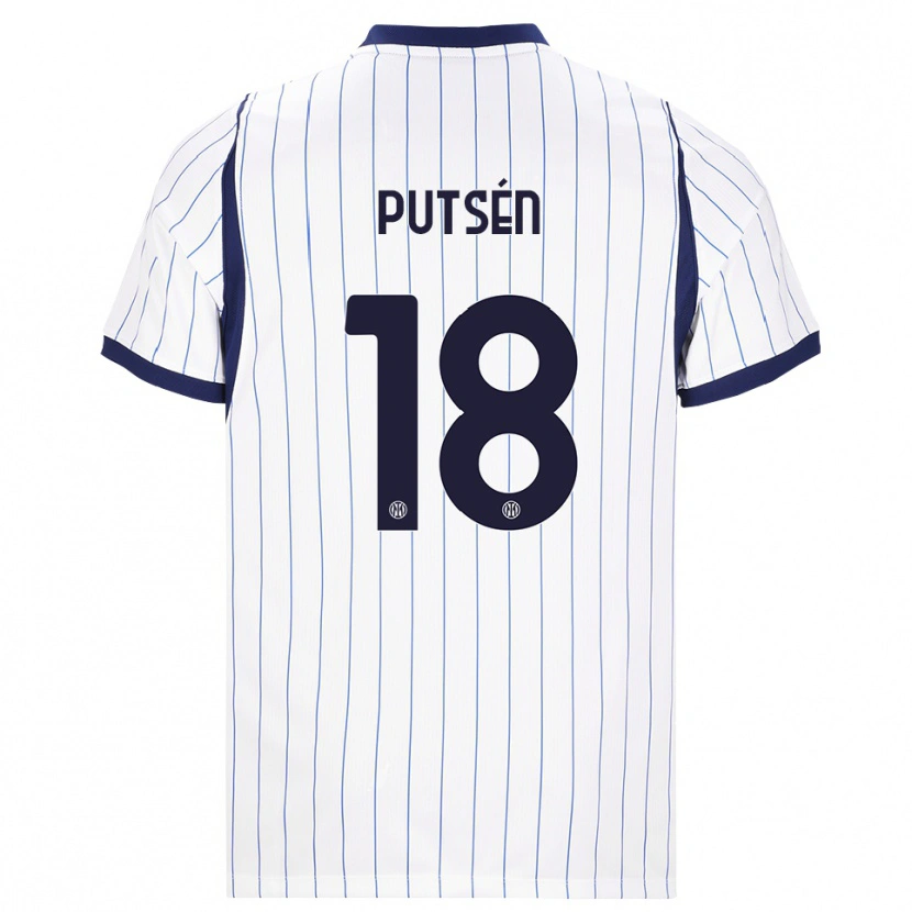 Danxen Niño Camiseta Dino Putsén #18 Blanco Azul Marino 2ª Equipación 2026/27 La Camisa