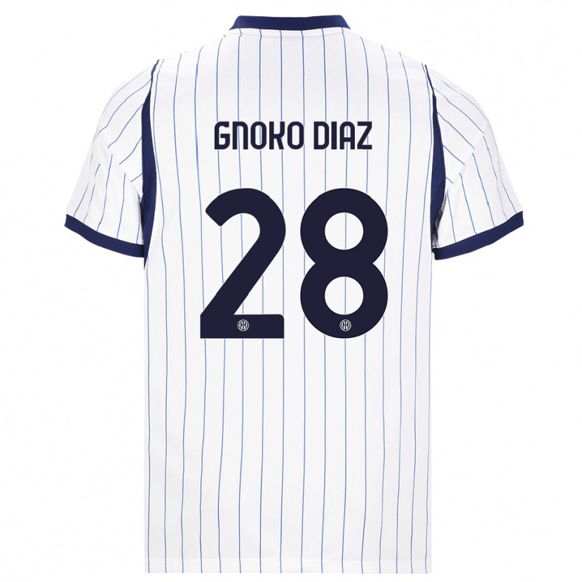Danxen Niño Camiseta Hillary Gnoko Diaz #28 Blanco Azul Marino 2ª Equipación 2026/27 La Camisa