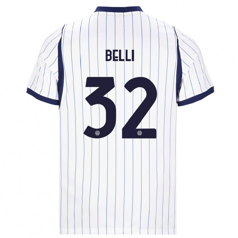 Danxen Niño Camiseta Elena Belli #32 Blanco Azul Marino 2ª Equipación 2026/27 La Camisa