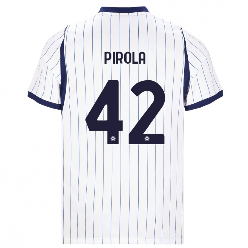 Danxen Niño Camiseta Samuele Pirola #42 Blanco Azul Marino 2ª Equipación 2026/27 La Camisa