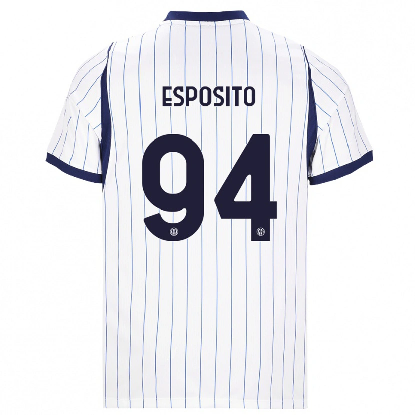 Danxen Niño Camiseta Pio Esposito #94 Blanco Azul Marino 2ª Equipación 2026/27 La Camisa