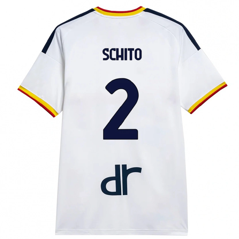 Danxen Niño Camiseta Andrea Schito #2 Blanco Amarillo Rojo 2ª Equipación 2026/27 La Camisa