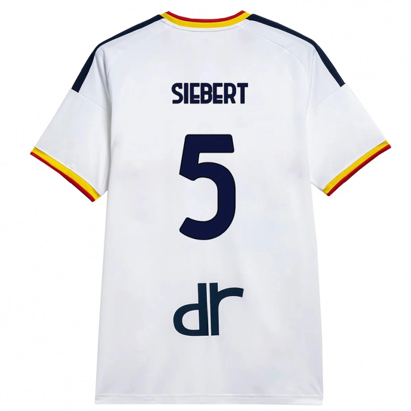 Danxen Niño Camiseta Jamil Siebert #5 Blanco Amarillo Rojo 2ª Equipación 2026/27 La Camisa