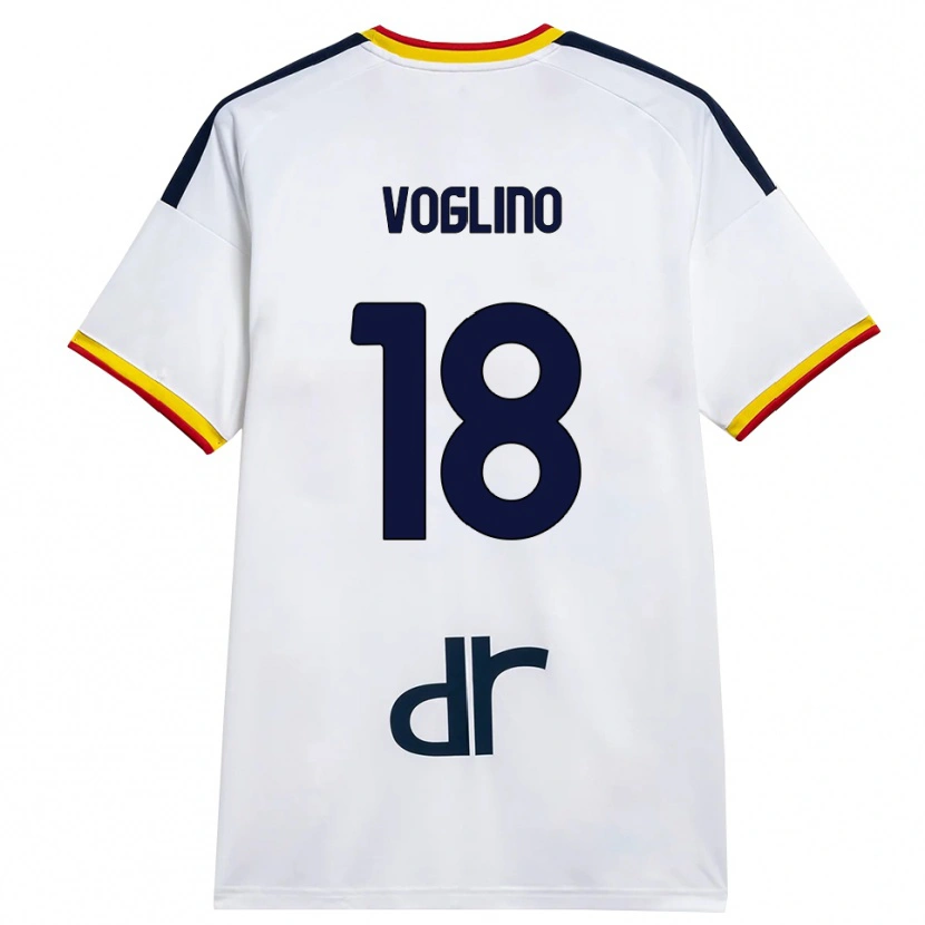 Danxen Niño Camiseta Giacomo Voglino #18 Blanco Amarillo Rojo 2ª Equipación 2026/27 La Camisa