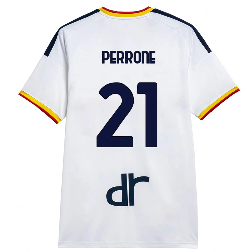 Danxen Niño Camiseta Samuele Perrone #21 Blanco Amarillo Rojo 2ª Equipación 2026/27 La Camisa