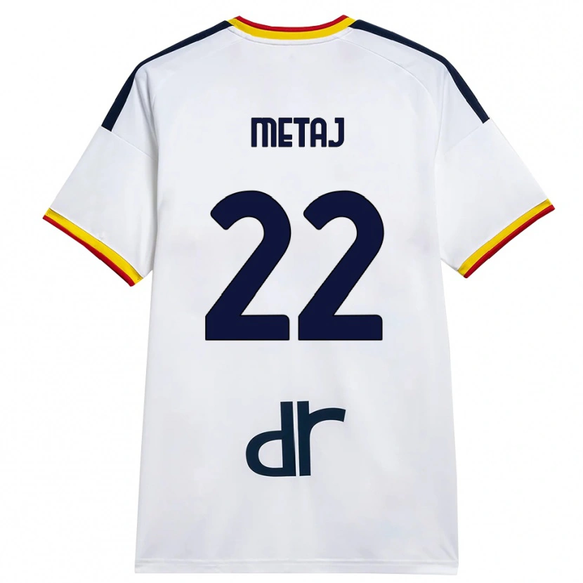 Danxen Niño Camiseta Dejvi Metaj #22 Blanco Amarillo Rojo 2ª Equipación 2026/27 La Camisa