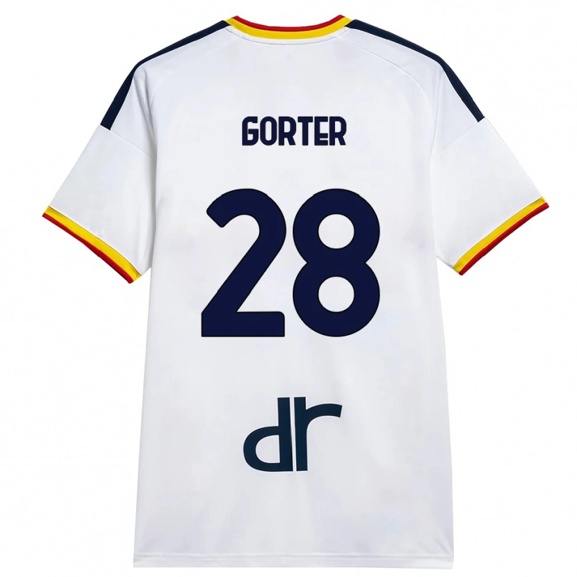 Danxen Niño Camiseta Olaf Gorter #28 Blanco Amarillo Rojo 2ª Equipación 2026/27 La Camisa