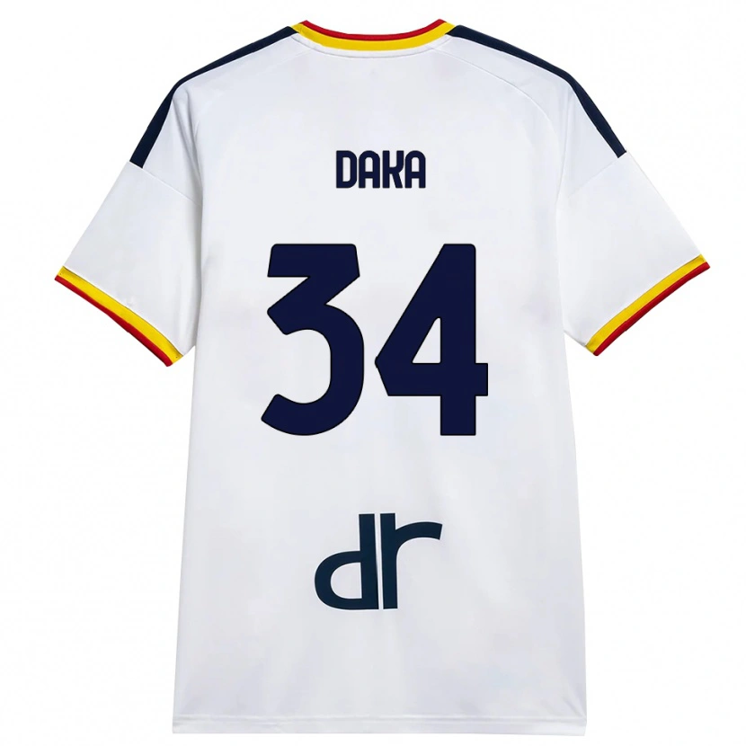 Danxen Niño Camiseta Dario Daka #34 Blanco Amarillo Rojo 2ª Equipación 2026/27 La Camisa