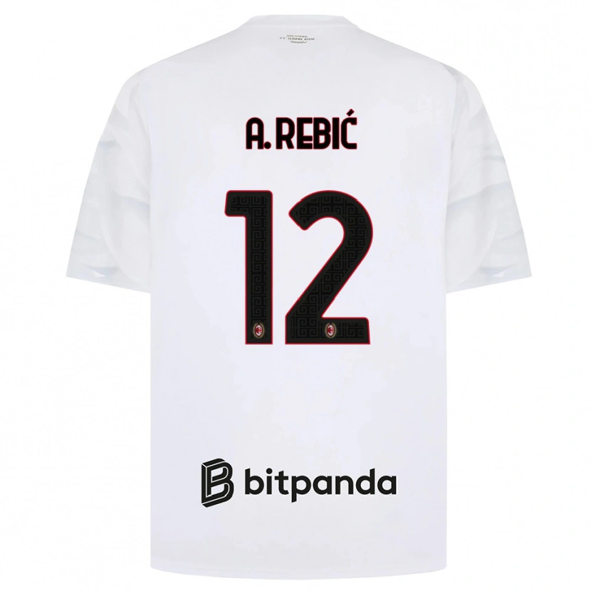 Danxen Niño Camiseta Ante Rebic #12 Blanco Rojo Negro 2ª Equipación 2026/27 La Camisa