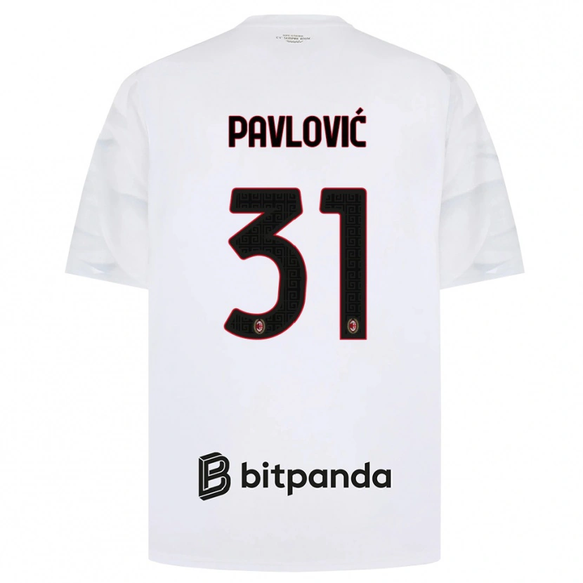 Danxen Niño Camiseta Strahinja Pavlović #31 Blanco Rojo Negro 2ª Equipación 2026/27 La Camisa