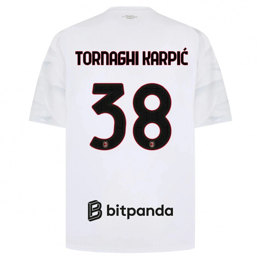 Danxen Niño Camiseta Lavinia Tornaghi Karpić #38 Blanco Rojo Negro 2ª Equipación 2026/27 La Camisa