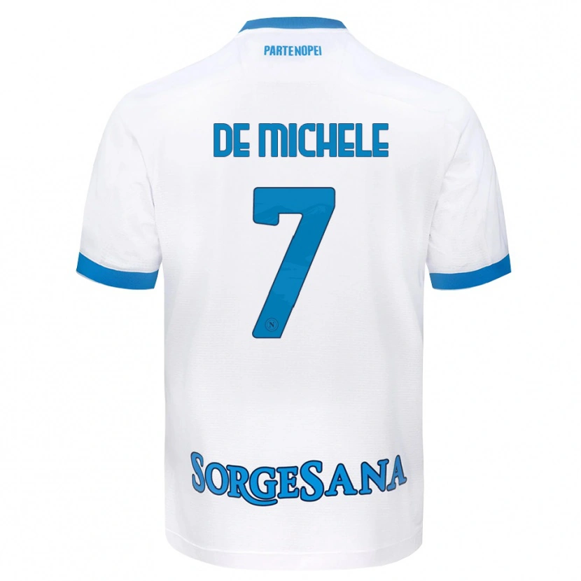 Danxen Niño Camiseta Marco De Michele #7 Blanco Azul Cielo 2ª Equipación 2026/27 La Camisa