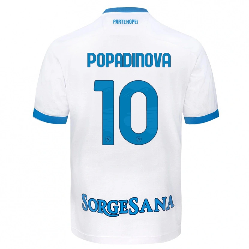 Danxen Niño Camiseta Evdokiya Popadinova #10 Blanco Azul Cielo 2ª Equipación 2026/27 La Camisa
