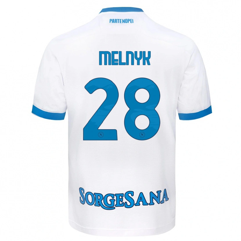 Danxen Niño Camiseta Mykyta Melnyk #28 Blanco Azul Cielo 2ª Equipación 2026/27 La Camisa