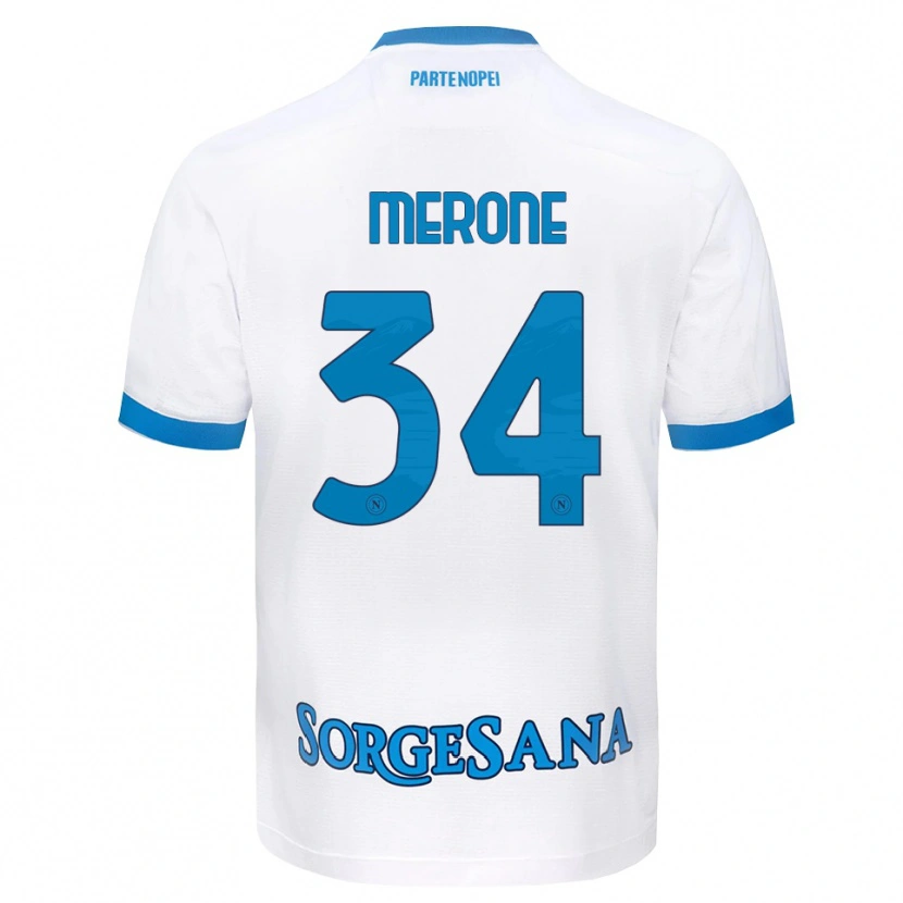 Danxen Niño Camiseta Alessandro Merone #34 Blanco Azul Cielo 2ª Equipación 2026/27 La Camisa