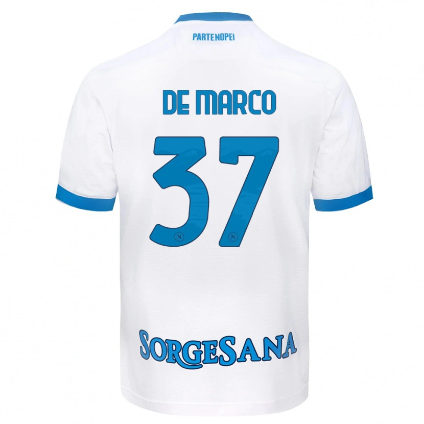 Danxen Niño Camiseta Francesco De Marco #37 Blanco Azul Cielo 2ª Equipación 2026/27 La Camisa