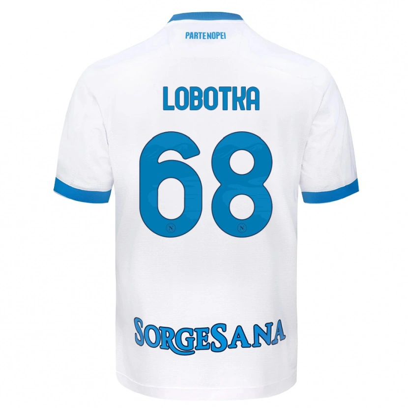 Danxen Niño Camiseta Stanislav Lobotka #68 Blanco Azul Cielo 2ª Equipación 2026/27 La Camisa
