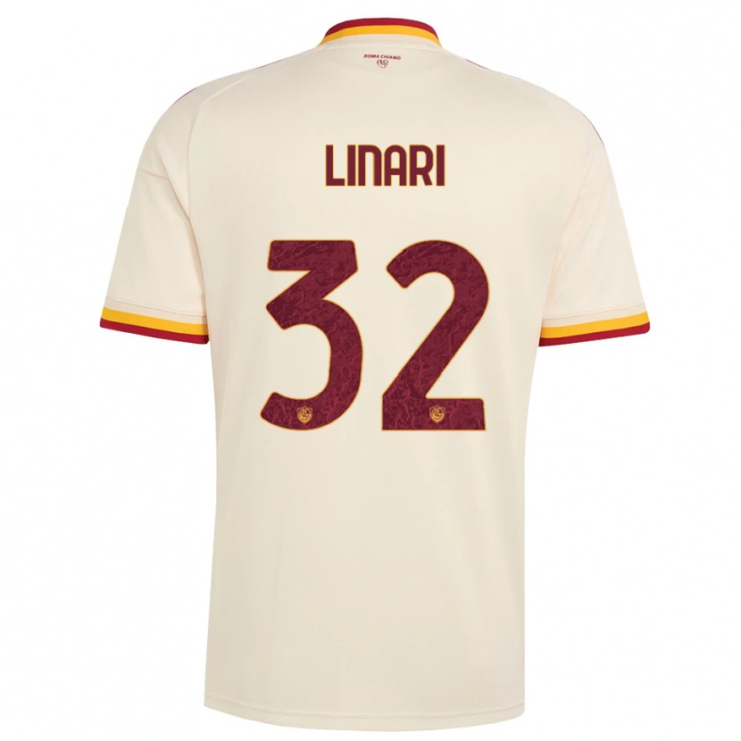 Danxen Niño Camiseta Elena Linari #32 Champán Rojo Amarillo 2ª Equipación 2026/27 La Camisa