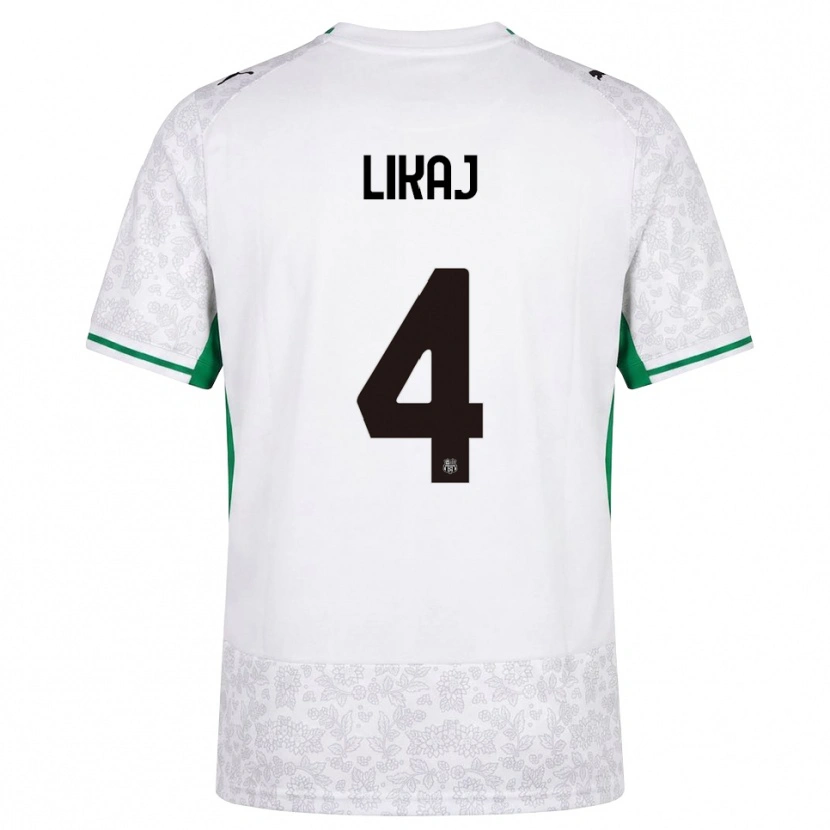 Danxen Niño Camiseta Enea Likaj #4 Blanco Negro Verde 2ª Equipación 2026/27 La Camisa