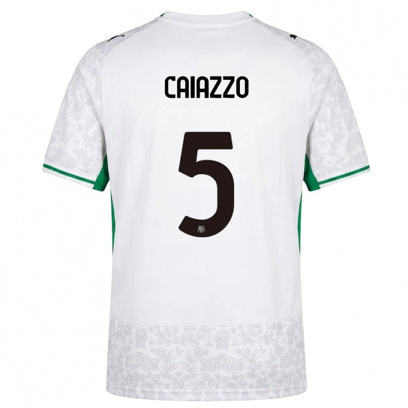 Danxen Niño Camiseta Sara Caiazzo #5 Blanco Negro Verde 2ª Equipación 2026/27 La Camisa