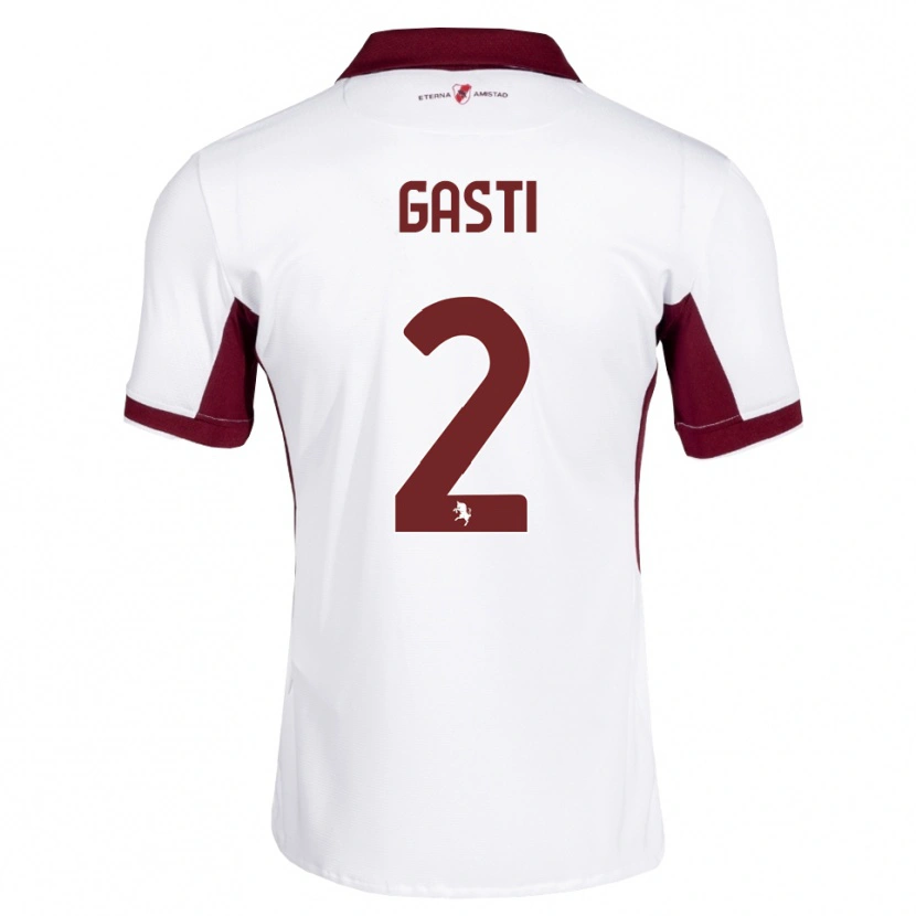 Danxen Niño Camiseta Habtamu Gasti #2 Burdeos Blanco Rojo 2ª Equipación 2026/27 La Camisa