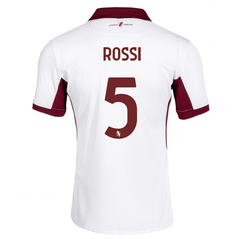 Danxen Niño Camiseta Simone Rossi #5 Burdeos Blanco Rojo 2ª Equipación 2026/27 La Camisa