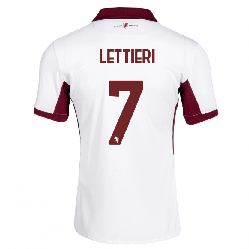 Danxen Niño Camiseta Jessica Lettieri #7 Burdeos Blanco Rojo 2ª Equipación 2026/27 La Camisa