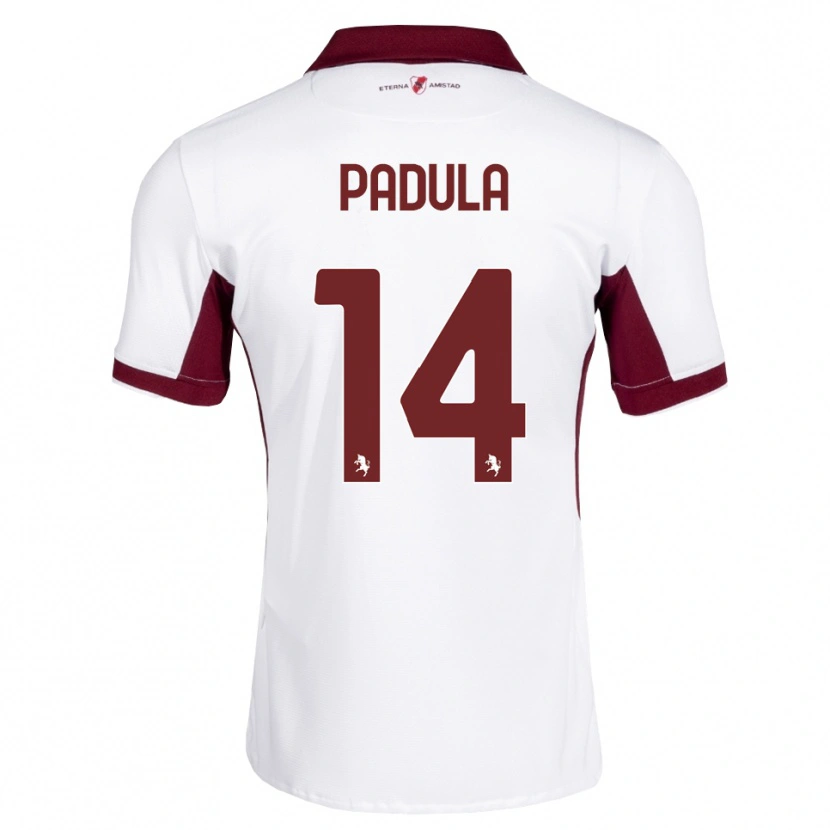 Danxen Niño Camiseta Cristian Padula #14 Burdeos Blanco Rojo 2ª Equipación 2026/27 La Camisa