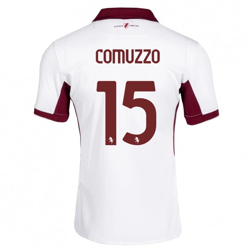 Danxen Niño Camiseta Pietro Comuzzo #15 Burdeos Blanco Rojo 2ª Equipación 2026/27 La Camisa