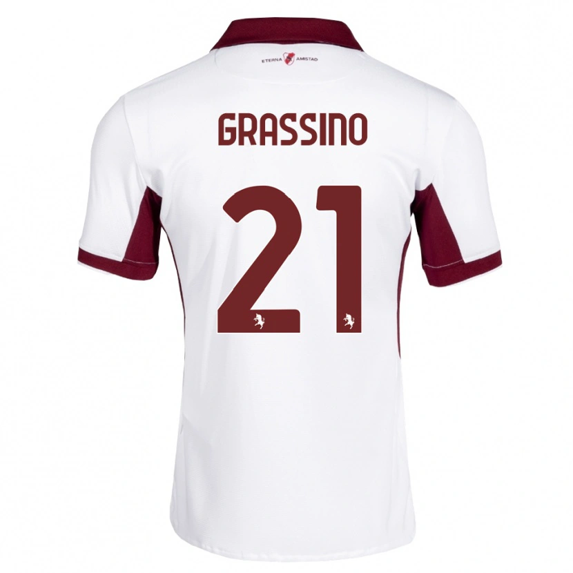 Danxen Niño Camiseta Giulia Grassino #21 Burdeos Blanco Rojo 2ª Equipación 2026/27 La Camisa