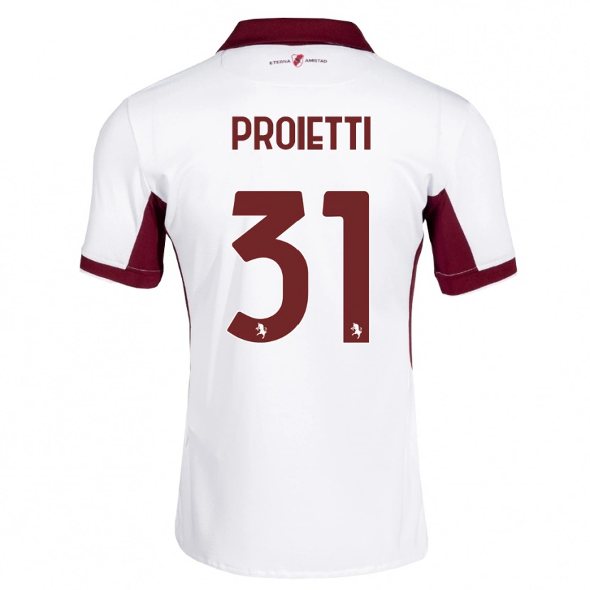 Danxen Niño Camiseta Riccardo Proietti #31 Burdeos Blanco Rojo 2ª Equipación 2026/27 La Camisa
