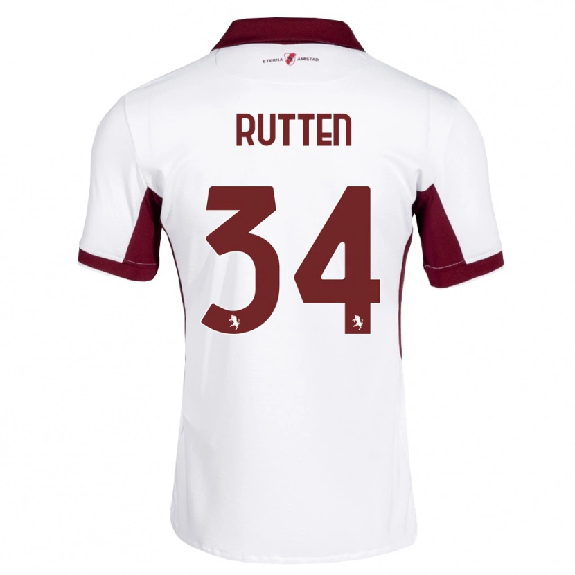 Danxen Niño Camiseta Jill Rutten #34 Burdeos Blanco Rojo 2ª Equipación 2026/27 La Camisa