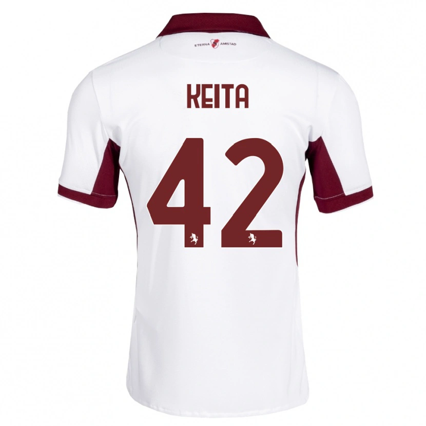 Danxen Niño Camiseta Karamoko Keita #42 Burdeos Blanco Rojo 2ª Equipación 2026/27 La Camisa