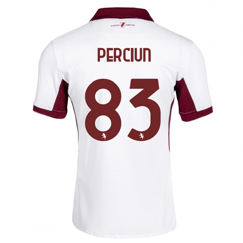 Danxen Niño Camiseta Sergiu Perciun #83 Burdeos Blanco Rojo 2ª Equipación 2026/27 La Camisa