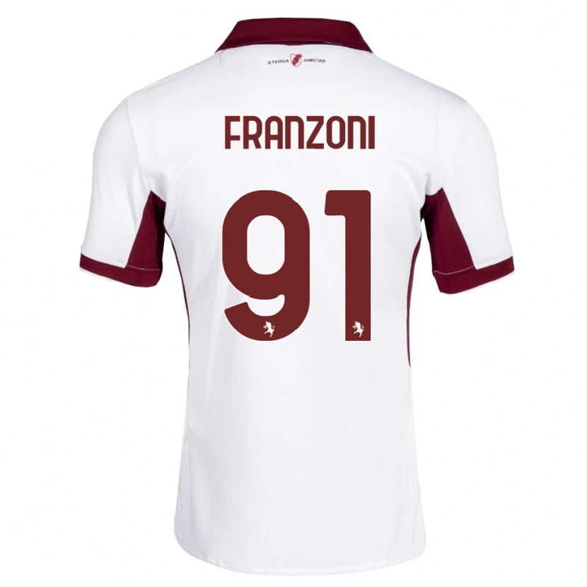Danxen Niño Camiseta Nicolò Franzoni #91 Burdeos Blanco Rojo 2ª Equipación 2026/27 La Camisa